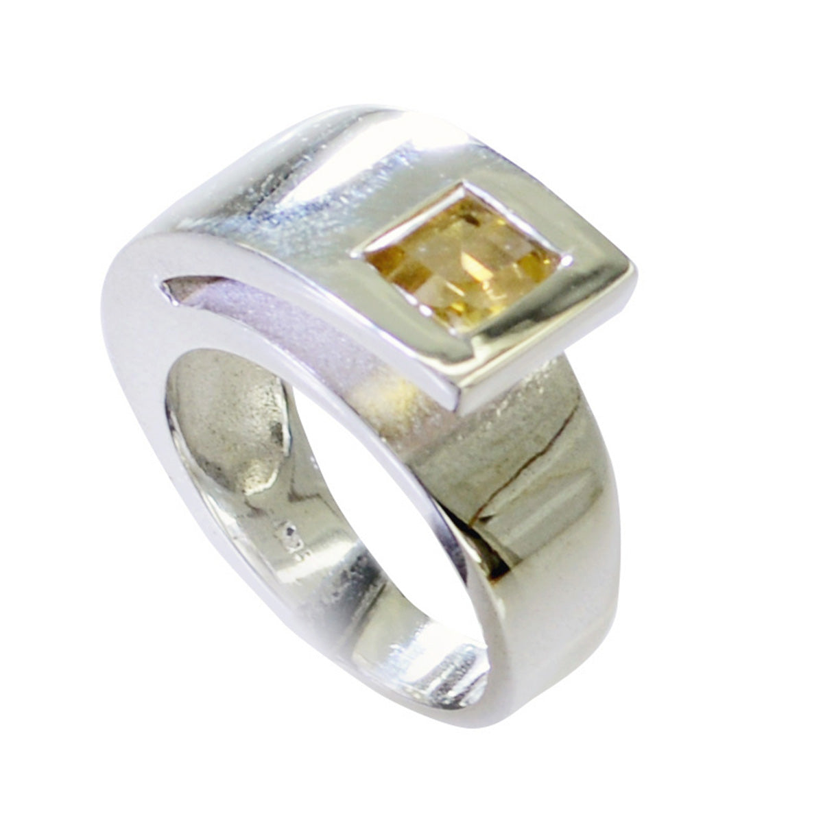Citrine Solitaire Egyptian 925 Sterling Silver Yellow Gemstones Minimal Abstract Ring Jewellery