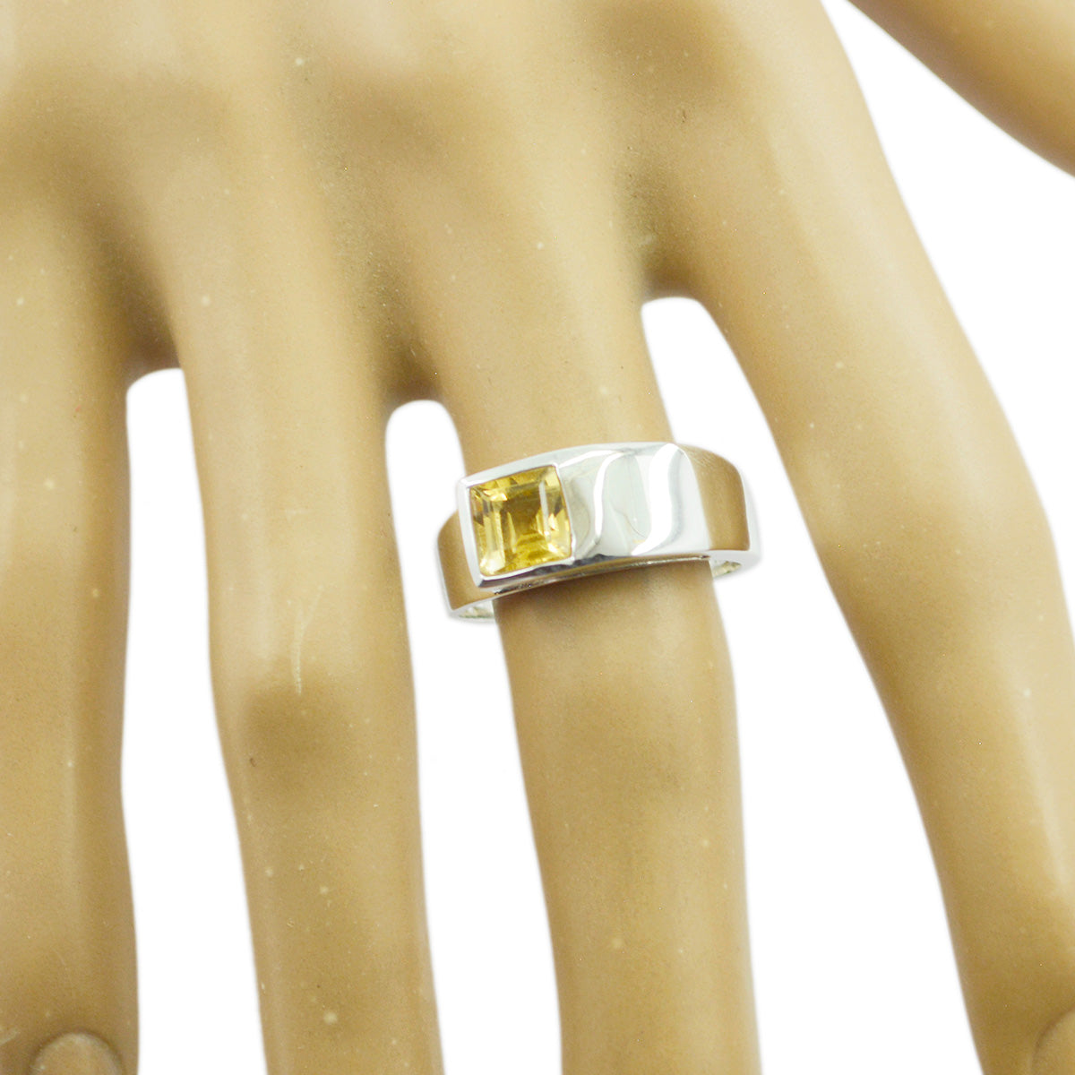 Citrine Solitaire Egyptian 925 Sterling Silver Yellow Gemstones Minimal Abstract Ring Jewellery