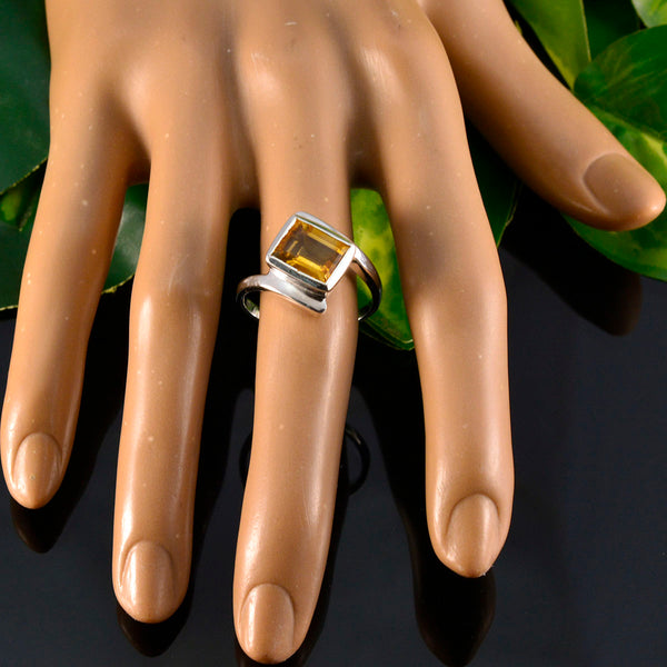Citrine Solitaire Moroccan Silver Yellow Gemstone Classic Trendy Ring Jewellery