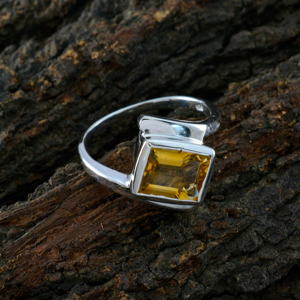 Citrine Solitaire Moroccan Silver Yellow Gemstone Classic Trendy Ring Jewellery