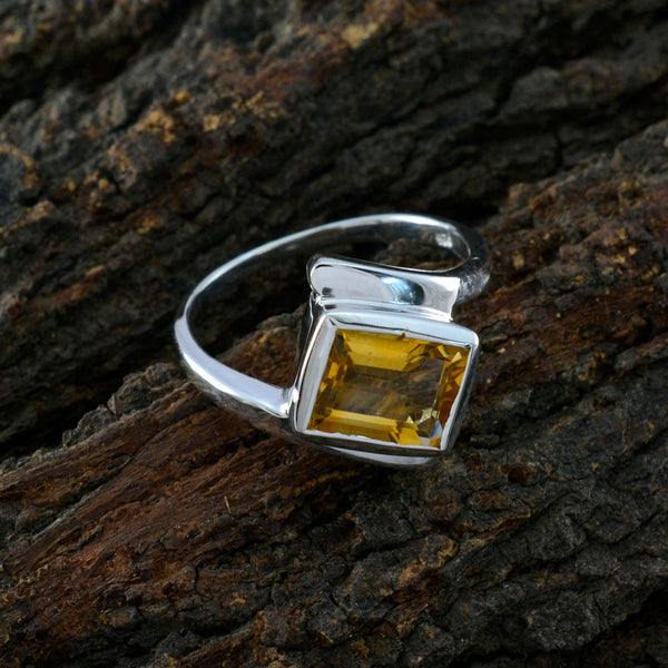 Citrine Solitaire Moroccan Silver Yellow Gemstone Classic Trendy Ring Jewellery