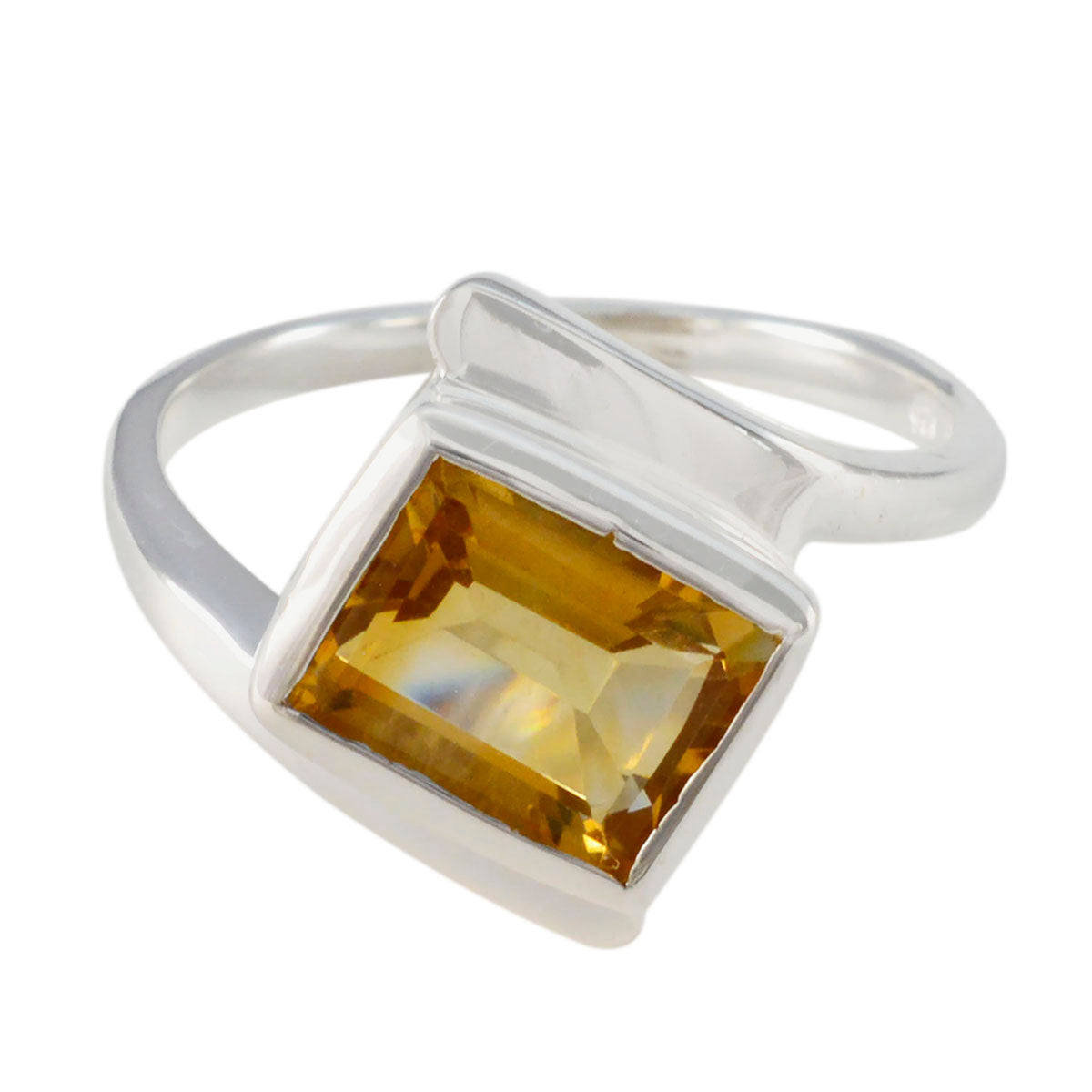 Citrine Solitaire Moroccan Silver Yellow Gemstone Classic Trendy Ring Jewellery Hoofdafbeelding