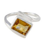 Citrine Solitaire Moroccan Silver Yellow Gemstone Classic Trendy Ring Jewellery