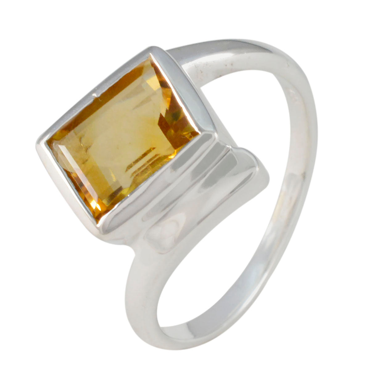 Citrien Solitaire Marokkaanse Zilveren Gele Edelsteen Klassieke Trendy Ring Sieraden Secundaire afbeelding