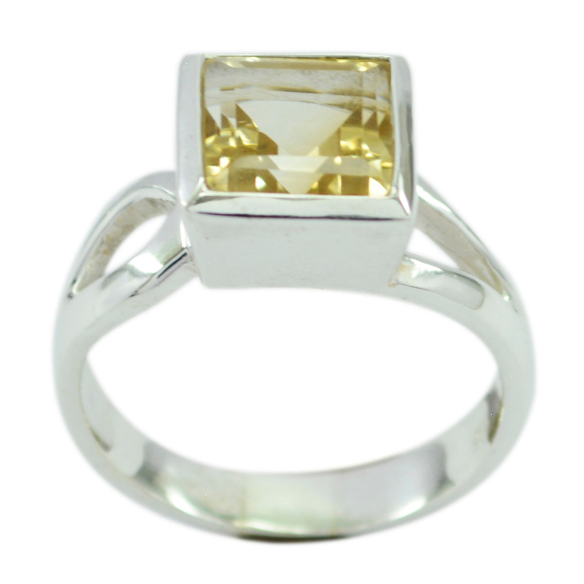 Citrine Solitaire Egyptian Sterling Silver Yellow Gems Mid weight Abstract Ring Jewelry Huvudsaklig produktbild
