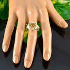 Citrine Solitaire Russian Sterling Silver Yellow Gemstone Eye catching Contemporary Ring Jewellery