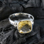 Citrine Solitaire Russian Sterling Silver Yellow Gemstone Eye catching Contemporary Ring Jewellery