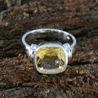 Citrine Solitaire Russian Sterling Silver Yellow Gemstone Eye catching Contemporary Ring Jewellery