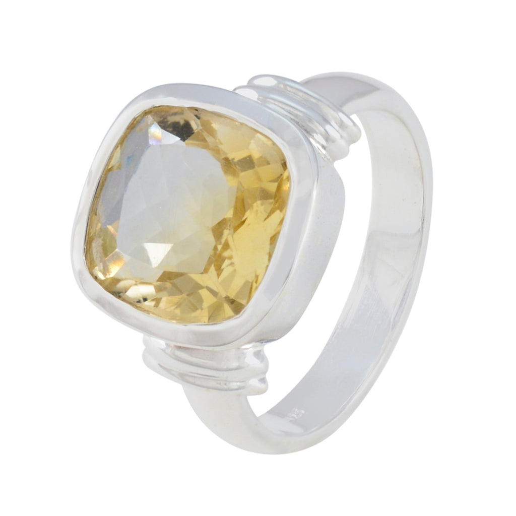 Citrine Solitaire Russian Sterling Silver Yellow Gemstone Eye catching Contemporary Ring Jewellery