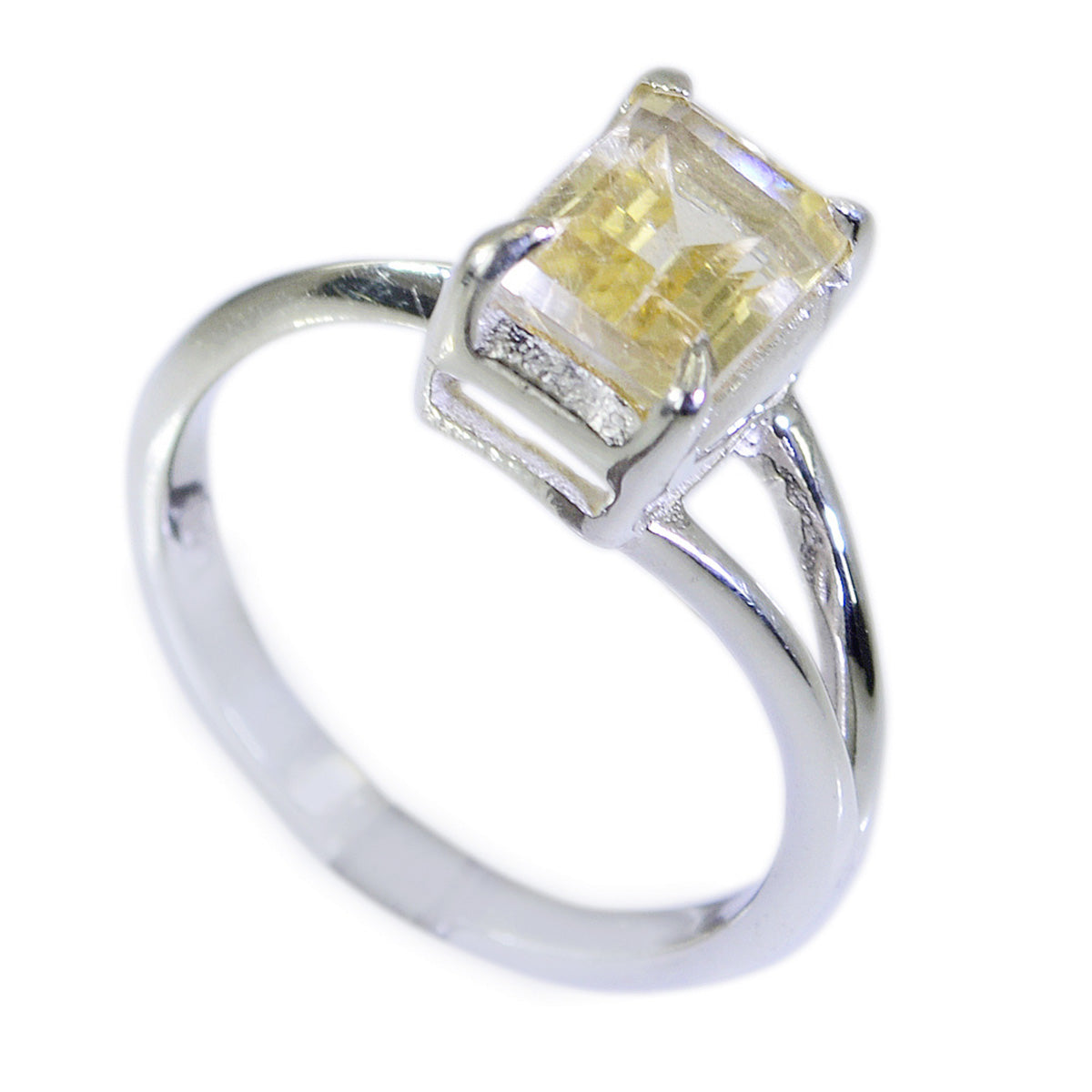 Citrine Solitaire Korean Silver Yellow Gemstone Dainty Glamorous Ring Jewelry Hoofdafbeelding