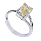 Citrine Solitaire Korean Silver Yellow Gemstone Dainty Glamorous Ring Jewelry