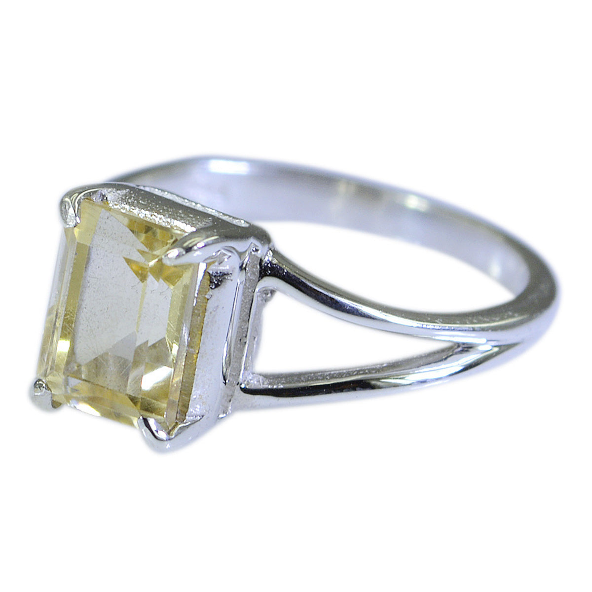 Citrien Solitaire Koreaans Zilver Gele Edelsteen Sierlijke Glamour Ring Sieraden Secundaire afbeelding