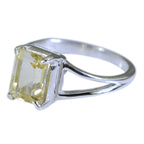 Citrine Solitaire Korean Silver Yellow Gemstone Dainty Glamorous Ring Jewelry