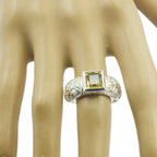 Citrine Solitaire German 925 Sterling Silver Yellow Gemstones Eye catching Art Deco Ring Jewelry