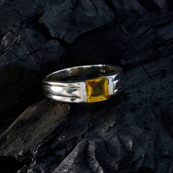 Citrine Solitaire African 92.5 Silver Yellow Gemstone Slim Boho Ring Jewelry