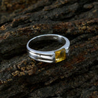 Citrine Solitaire African 92.5 Silver Yellow Gemstone Slim Boho Ring Jewelry