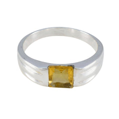 Citrine Solitaire African 92.5 Silver Yellow Gemstone Slim Boho Ring Jewelry