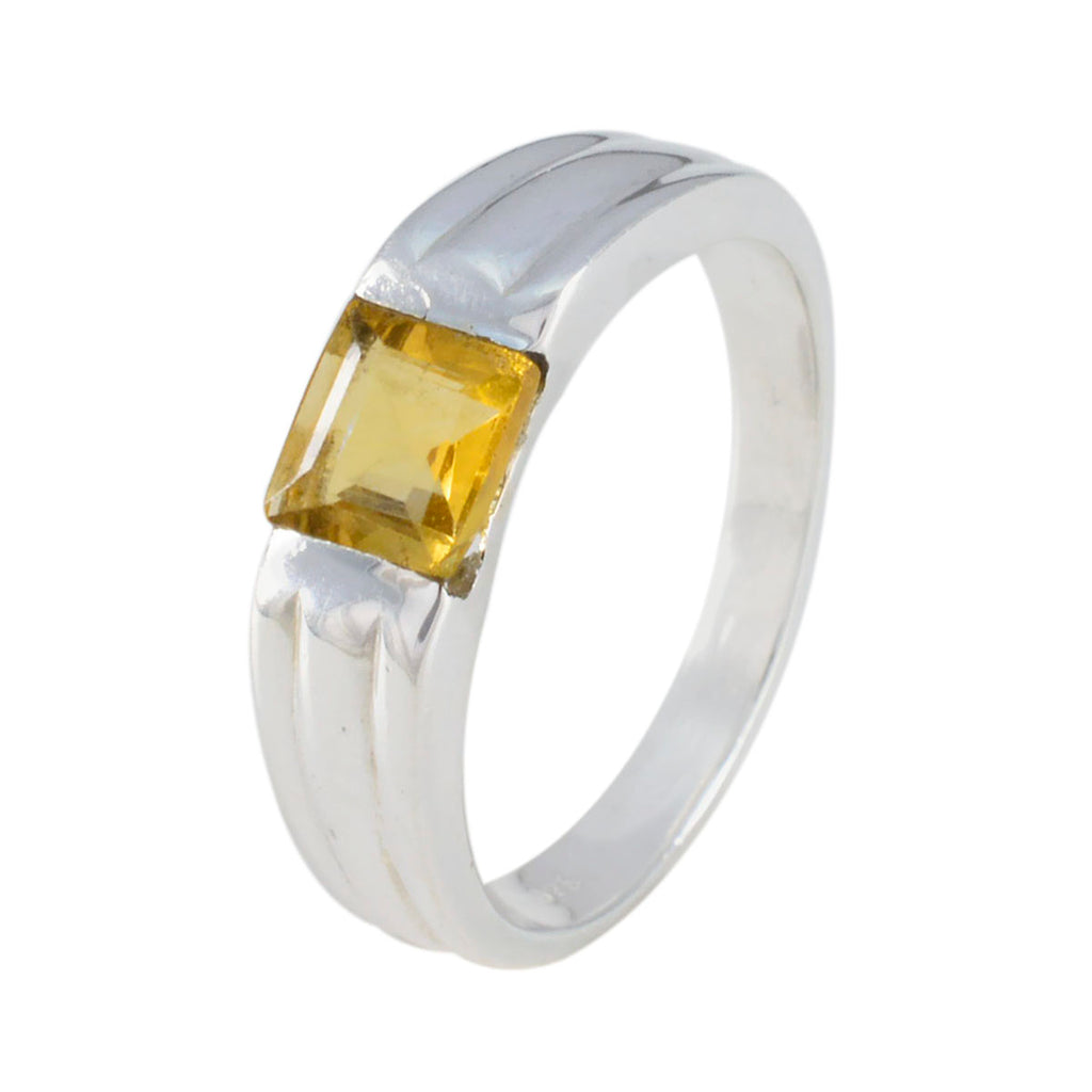 Citrine Solitaire African 92.5 Silver Yellow Gemstone Slim Boho Ring Jewelry