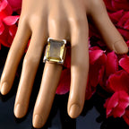 Citrine Solitaire German Silver Yellow Gemstone Chunky Vintage Ring Jewellery