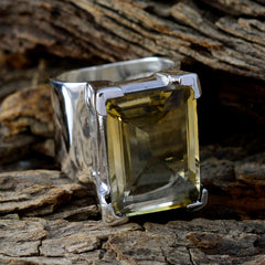 Citrine Solitaire German Silver Yellow Gemstone Chunky Vintage Ring Jewellery