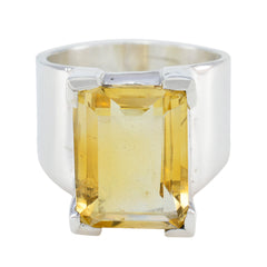 Citrine Solitaire German Silver Yellow Gemstone Chunky Vintage Ring Jewellery