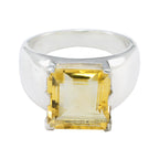 Citrine Solitaire Italian 92.5 Silver Yellow Gems Statement Traditional Ring Jewellery