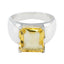 Citrine Solitaire Italian 92.5 Silver Yellow Gems Statement Traditional Ring Jewellery