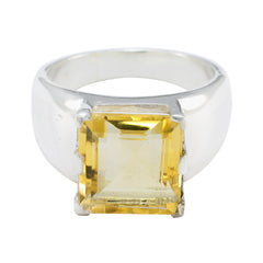 Citrin Solitär Italienisches 92,5 Silber Gelbe Edelsteine Statement Traditioneller Ring Schmuck