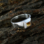 Citrine Solitaire Egyptian 925 Sterling Silver Yellow Gems Mid weight Contemporary Ring Jewellery