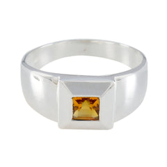 Citrine Solitaire Egyptian 925 Sterling Silver Yellow Gems Mid weight Contemporary Ring Jewellery