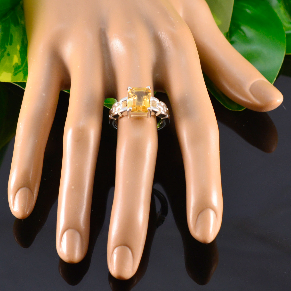 Citrine Solitaire German 925 Sterling Silver Yellow Gemstones Minimal Romantic Ring Jewelry