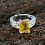 Citrine Solitaire German 925 Sterling Silver Yellow Gemstones Minimal Romantic Ring Jewelry