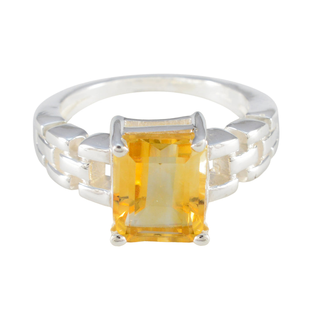 Citrine Solitaire German 925 Sterling Silver Yellow Gemstones Minimal Romantic Ring Jewelry