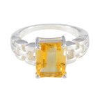 Citrine Solitaire German 925 Sterling Silver Yellow Gemstones Minimal Romantic Ring Jewelry