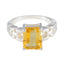Citrine Solitaire German 925 Sterling Silver Yellow Gemstones Minimal Romantic Ring Jewelry