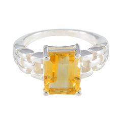 Citrine Solitaire German 925 Sterling Silver Yellow Gemstones Minimal Romantic Ring Jewelry