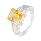 Citrine Solitaire German 925 Sterling Silver Yellow Gemstones Minimal Romantic Ring Jewelry