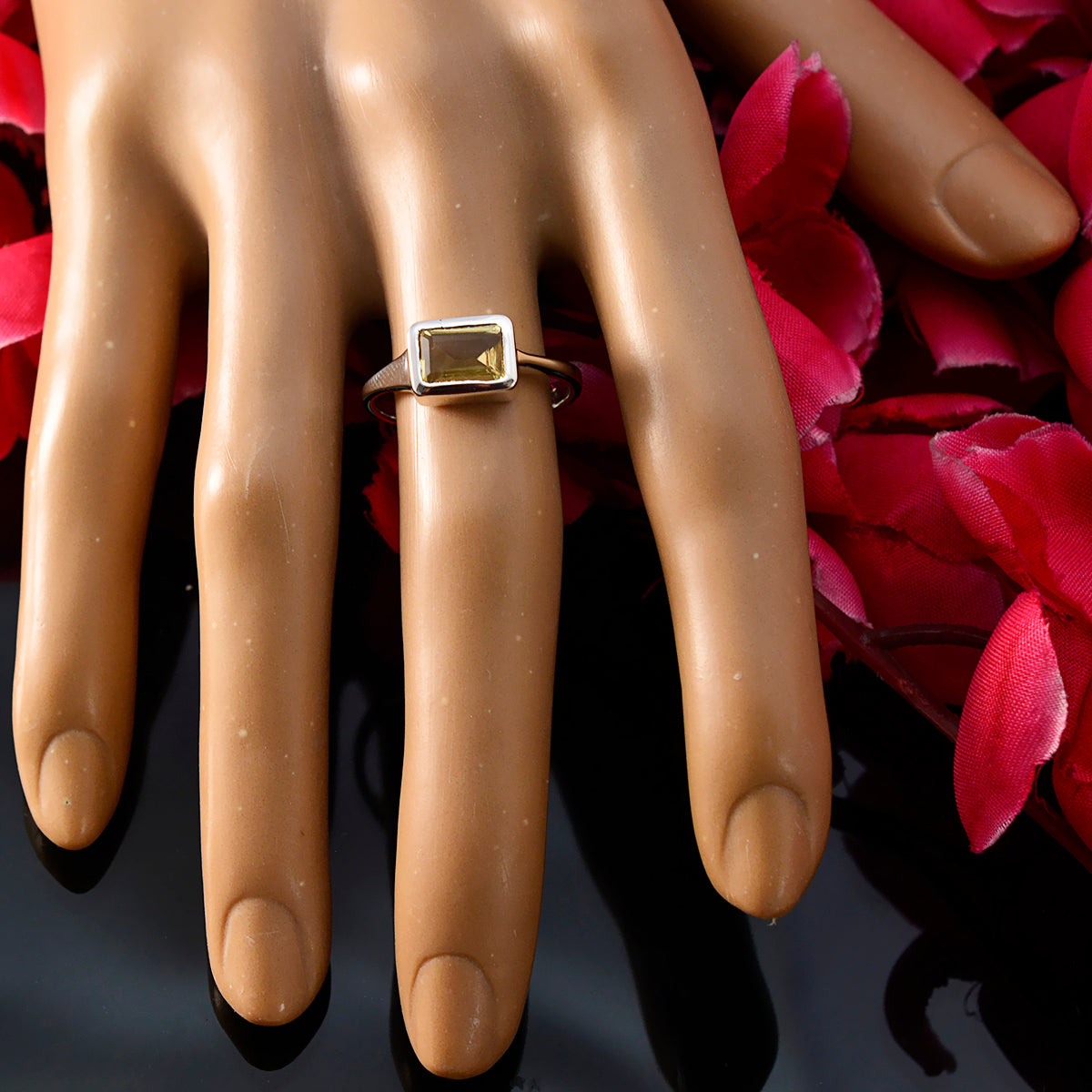 Citrine Solitaire Russian 925 Silver Yellow Gemstones Featherlight Artisan Ring Jewellery