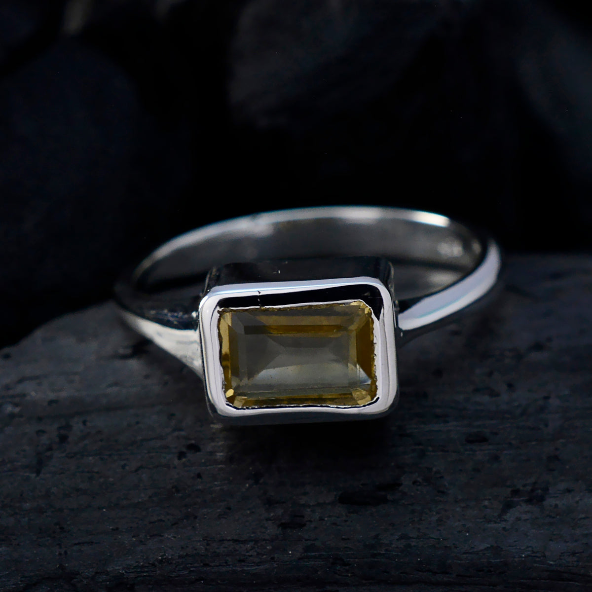 Citrine Solitaire Russian 925 Silver Yellow Gemstones Featherlight Artisan Ring Jewellery