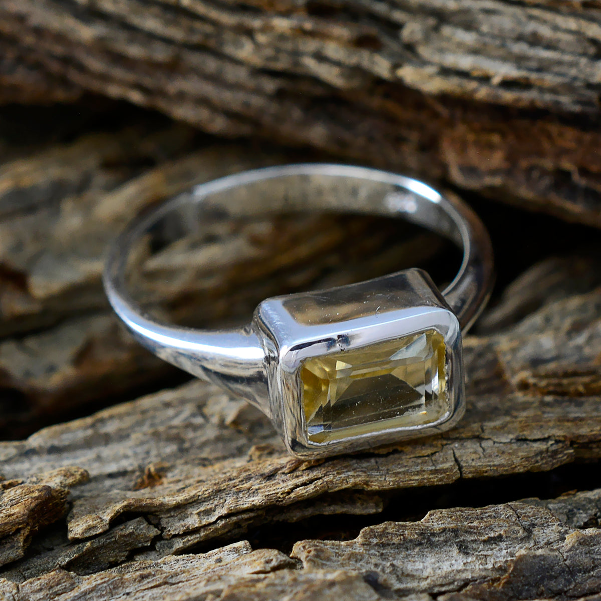 Citrine Solitaire Russian 925 Silver Yellow Gemstones Featherlight Artisan Ring Jewellery