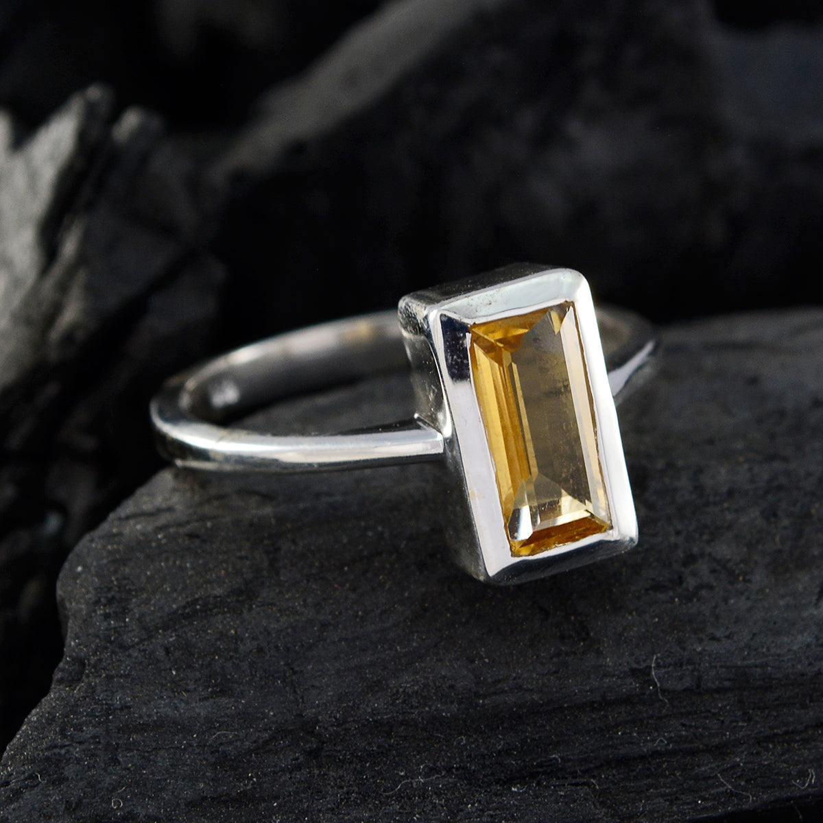 Citrine Solitaire Russian Silver Yellow Gemstone Featherlight Romantic Ring Jewelry