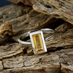 Citrine Solitaire Russian Silver Yellow Gemstone Featherlight Romantic Ring Jewelry