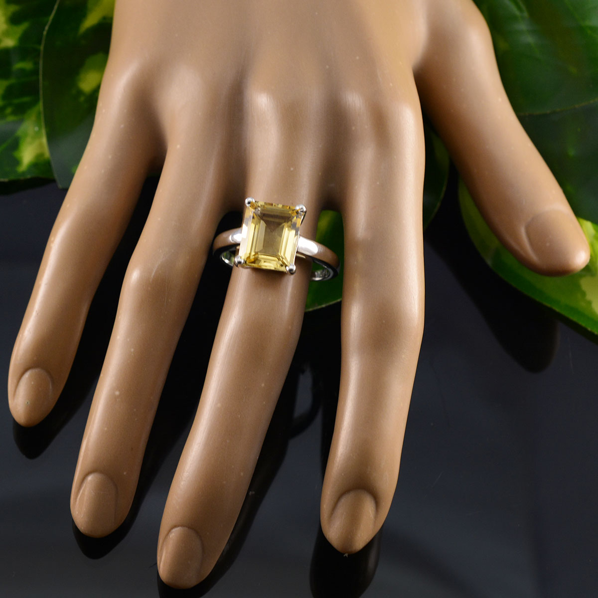 Citrine Solitaire African Sterling Silver Yellow Gemstone Mid weight Boho Ring Jewellery