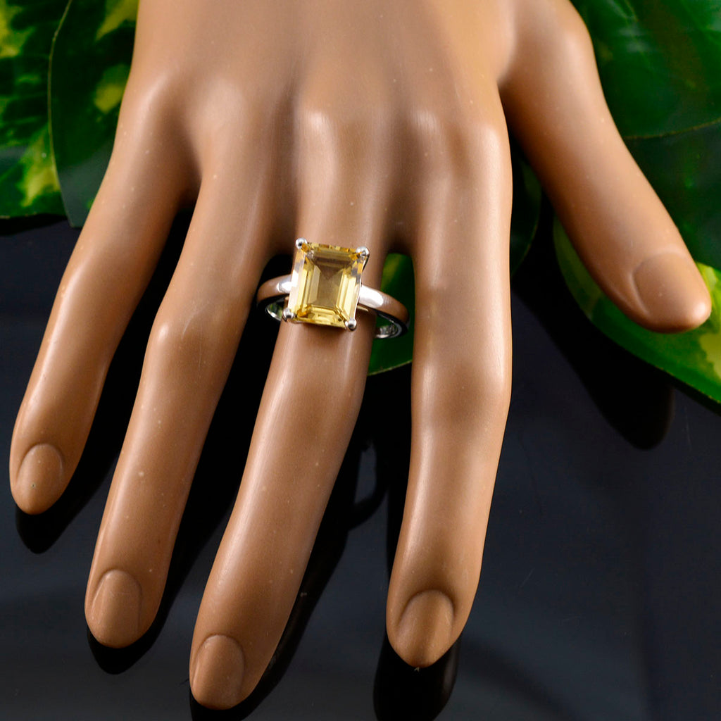 Citrine Solitaire African Sterling Silver Yellow Gemstone Mid weight Boho Ring Jewellery