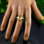 Citrine Solitaire African Sterling Silver Yellow Gemstone Mid weight Boho Ring Jewellery