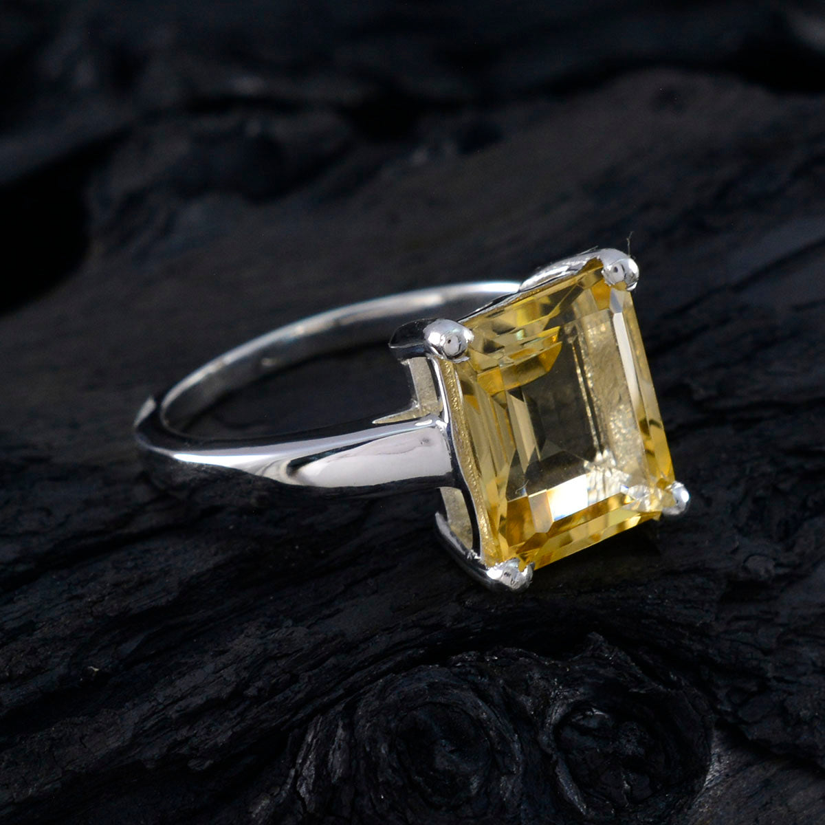 Citrine Solitaire African Sterling Silver Yellow Gemstone Mid weight Boho Ring Jewellery