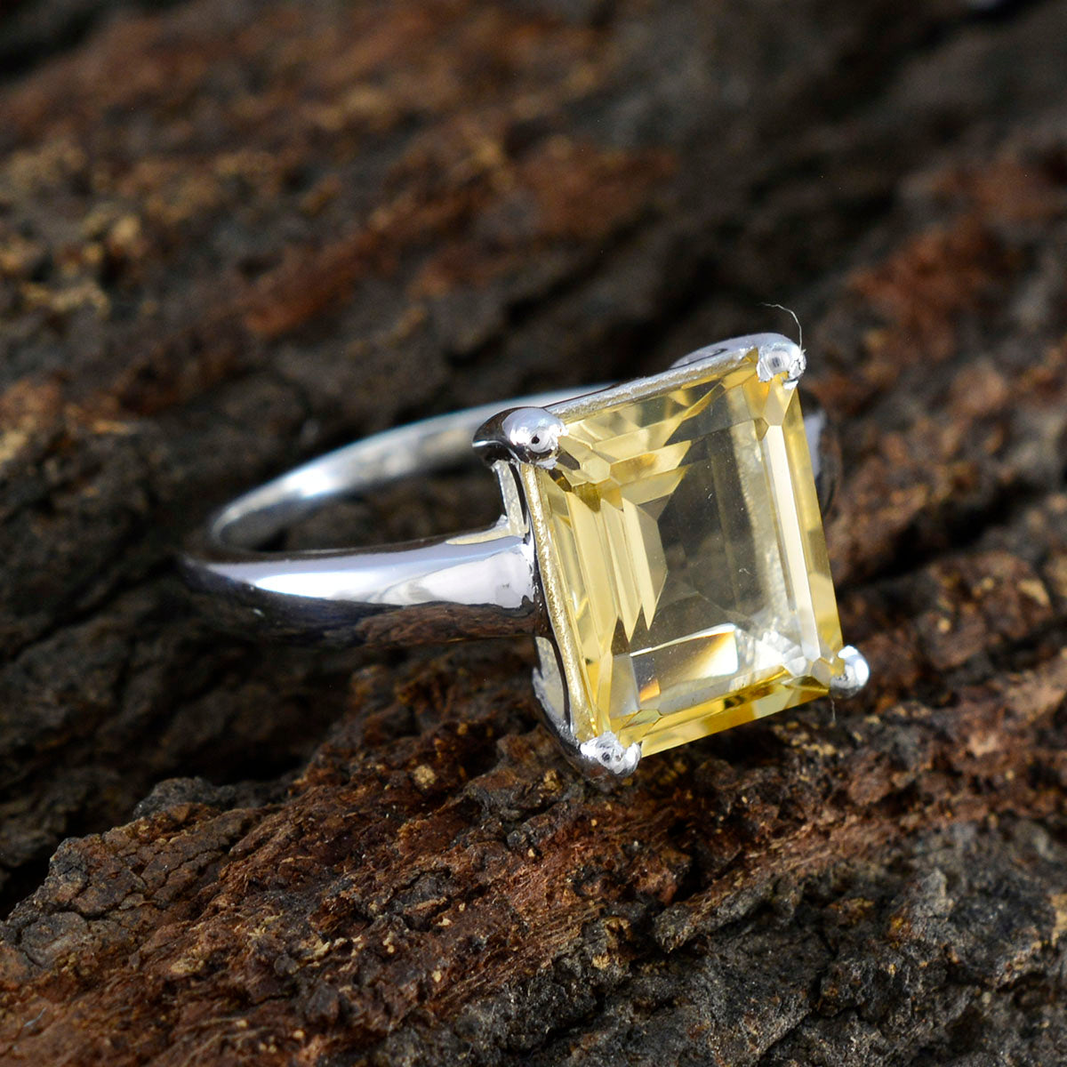 Citrine Solitaire African Sterling Silver Yellow Gemstone Mid weight Boho Ring Jewellery