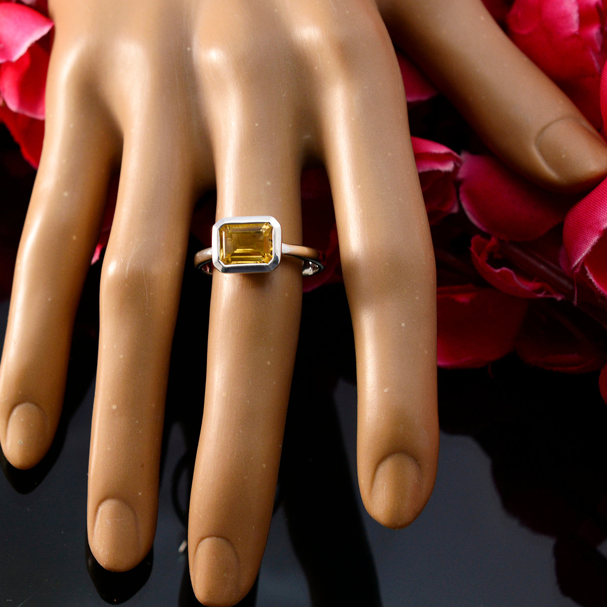 Citrine Solitaire African 92.5 Silver Yellow Gemstones Tiny Sophisticated Ring Jewelry