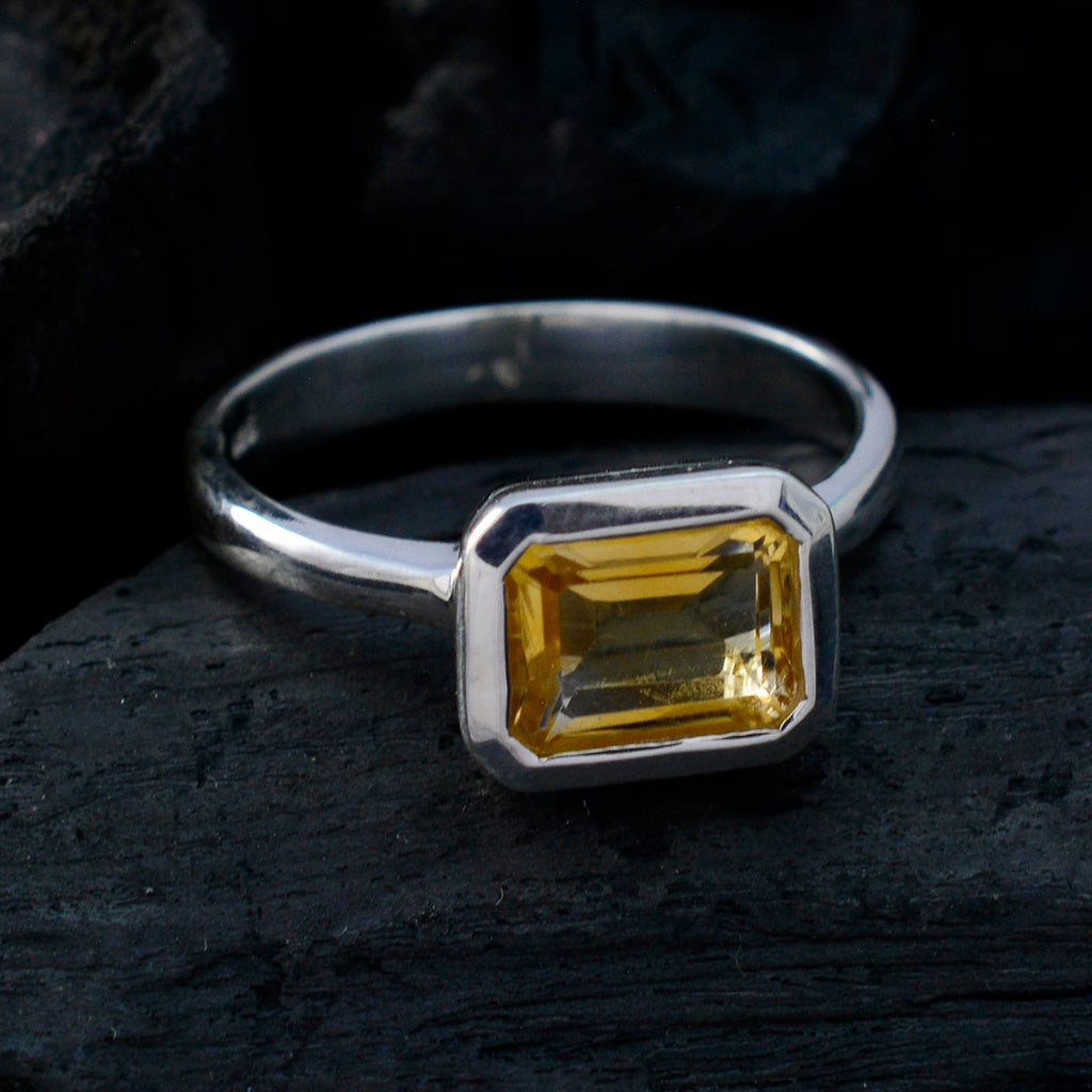 Citrine Solitaire African 92.5 Silver Yellow Gemstones Tiny Sophisticated Ring Jewelry