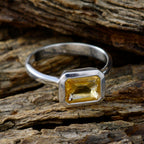 Citrine Solitaire African 92.5 Silver Yellow Gemstones Tiny Sophisticated Ring Jewelry